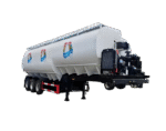 Semi-trailer bulk feed transport truck